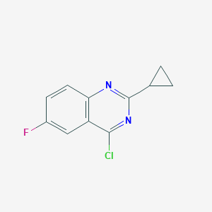 Chemical structure of 4-Chloro-2-cyclopropyl-6-fluoroquinazoline