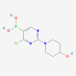 Chemical structure of 4-Chloro-2-(4-hydroxypiperidino)pyrimidine-5-boronic acid