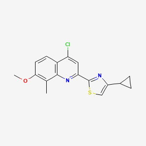 Chemical structure of 4-Chloro-2-(4-cyclopropyl-1,3-thiazol-2-yl)-7-methoxy-8-methylquinoline