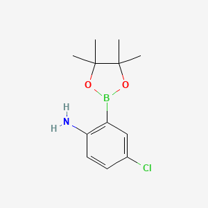 Chemical structure of 4-Chloro-2-(4,4,5,5-tetramethyl-1,3,2-dioxaborolan-2-yl)aniline