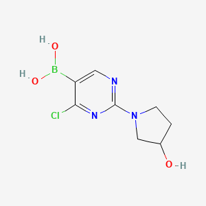 Chemical structure of 4-Chloro-2-(3-hydroxypyrrolidino)pyrimidine-5-boronic acid