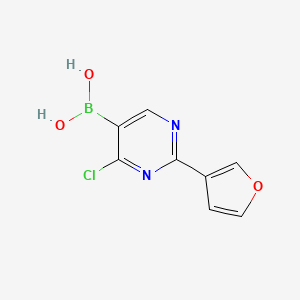 Chemical structure of 4-Chloro-2-(3-furyl)pyrimidine-5-boronic acid