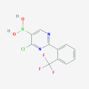 Chemical structure of 4-Chloro-2-(2-trifluoromethylphenyl)pyrimidine-5-boronic acid