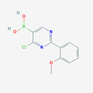 Chemical structure of 4-Chloro-2-(2-methoxyphenyl)pyrimidine-5-boronic acid