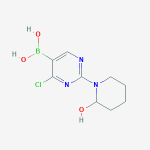 Chemical structure of 4-Chloro-2-(2-hydroxypiperidino)pyrimidine-5-boronic acid