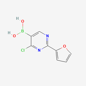 Chemical structure of 4-Chloro-2-(2-furyl)pyrimidine-5-boronic acid