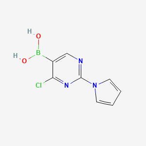 Chemical structure of 4-Chloro-2-(1H-pyrrol-1-yl)pyrimidine-5-boronic acid