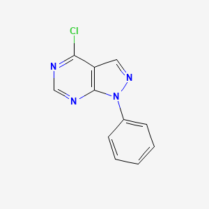 Chemical structure of 4-Chloro-1-phenyl-1H-pyrazolo[3,4-d]pyrimidine
