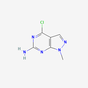 Chemical structure of 4-chloro-1-methyl-1H-pyrazolo[3,4-d]pyrimidin-6-amine