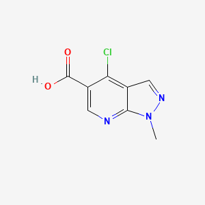 Chemical structure of 4-Chloro-1-methyl-1H-pyrazolo[3,4-b]pyridine-5-carboxylic acid