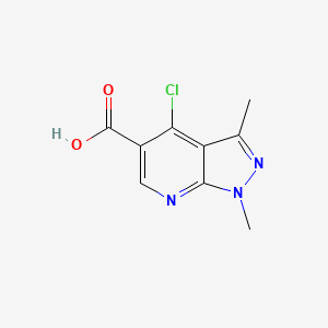 Chemical structure of 4-Chloro-1,3-dimethyl-1H-pyrazolo[3,4-b]pyridine-5-carboxylic acid