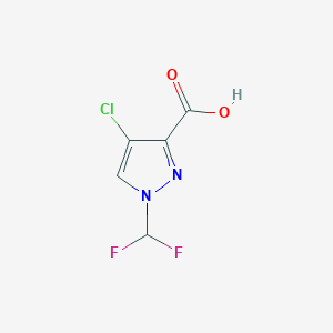 Chemical structure of 4-Chloro-1-(difluoromethyl)-1H-pyrazole-3-carboxylic acid