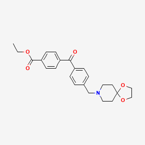 Chemical structure of 4-carboethoxy-4'-[8-(1,4-dioxa-8-azaspiro[4.5]decyl)methyl]benzophenone