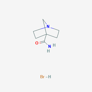 Chemical structure of 4-Carbamoyl-1-Azabicyclo[2.2.1]Heptan-1-Ium Bromide