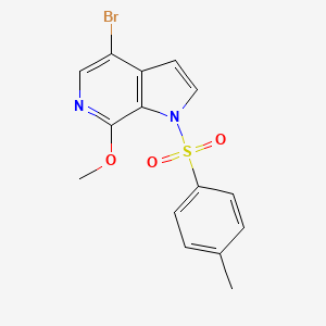 Chemical structure of 4-bromo-7-methoxy-1-tosyl-1H-pyrrolo[2,3-c]pyridine