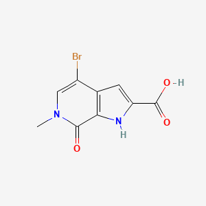 Chemical structure of 4-Bromo-6-methyl-7-oxo-6,7-dihydro-1H-pyrrolo[2,3-c]pyridine-2-carboxylic acid