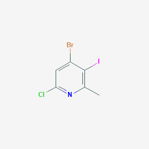 Chemical structure of 4-Bromo-6-chloro-3-iodo-2-methylpyridine