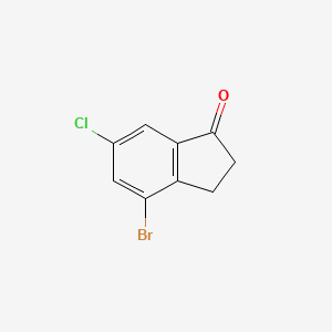 Chemical structure of 4-Bromo-6-chloro-2,3-dihydro-1H-inden-1-one