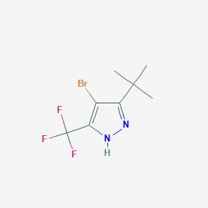 Chemical structure of 4-Bromo-5-tert-butyl-3-(trifluoromethyl)-1H-Pyrazole