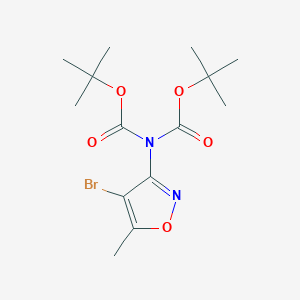Chemical structure of 4-BROMO-5-METHYL-3-BIS-BOC-AMINO-ISOXAZOLE