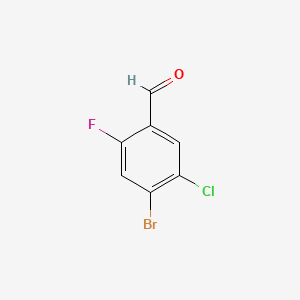 Chemical structure of 4-Bromo-5-chloro-2-fluorobenzaldehyde