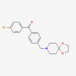 Chemical structure of 4-bromo-4'-[8-(1,4-dioxa-8-azaspiro[4.5]decyl)methyl]benzophenone