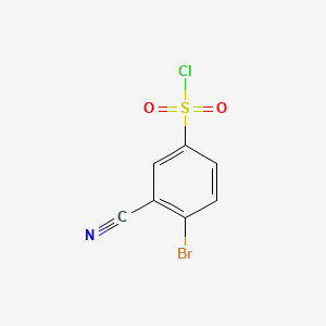 Chemical structure of 4-Bromo-3-cyanobenzene-1-sulfonyl chloride