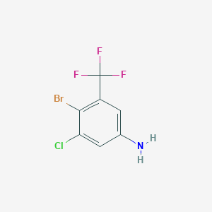 Chemical structure of 4-Bromo-3-chloro-5-(trifluoromethyl)aniline