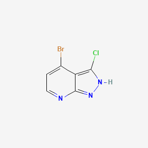 Chemical structure of 4-Bromo-3-chloro-1H-pyrazolo[3,4-b]pyridine