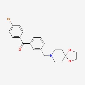 Chemical structure of 4'-bromo-3-[8-(1,4-dioxa-8-azaspiro[4.5]decyl)methyl]benzophenone