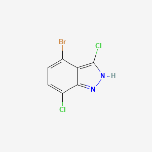 Chemical structure of 4-Bromo-3,7-dichloro-1H-indazole