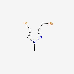 Chemical structure of 4-Bromo-3-(bromomethyl)-1-methyl-1H-pyrazole