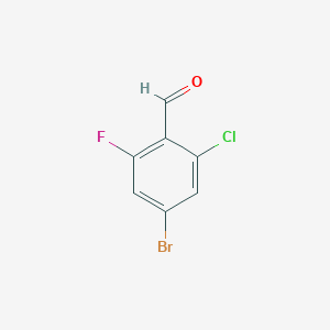 Chemical structure of 4-Bromo-2-chloro-6-fluorobenzaldehyde