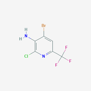Chemical structure of 4-Bromo-2-chloro-6-(trifluoromethyl)pyridin-3-amine