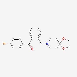Chemical structure of 4'-bromo-2-[8-(1,4-dioxa-8-azaspiro[4.5]decyl)methyl]benzophenone
