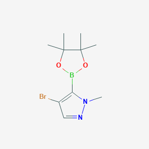 Chemical structure of 4-Bromo-1-methyl-5-(4,4,5,5-tetramethyl-1,3,2-dioxaborolan-2-yl)-1H-pyrazole
