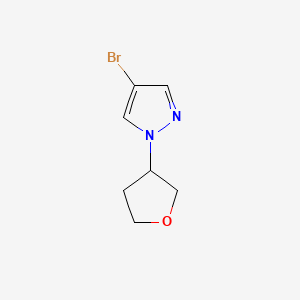 Chemical structure of 4-bromo-1-(oxolan-3-yl)-1H-pyrazole