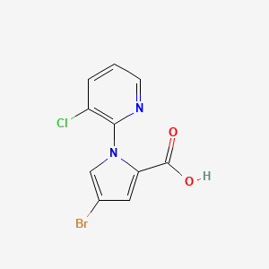Chemical structure of 4-bromo-1-(3-chloropyridin-2-yl)-1H-pyrrole-2-carboxylic acid