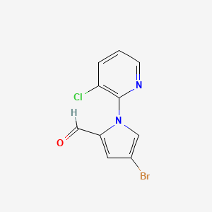 Chemical structure of 4-bromo-1-(3-chloropyridin-2-yl)-1H-pyrrole-2-carbaldehyde