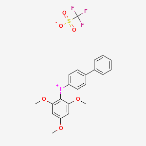 Chemical structure of 4-Biphenylyl(2,4,6-trimethoxyphenyl)iodonium Trifluoromethanesulfonate
