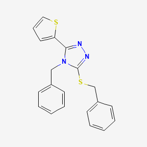 Chemical structure of 4-Benzyl-3-(benzylsulfanyl)-5-(2-thienyl)-4H-1,2,4-triazole