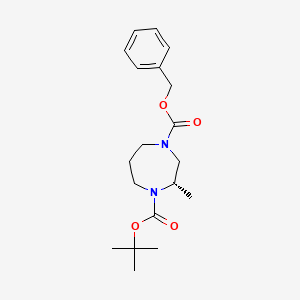 Chemical structure of 4-benzyl 1-tert-butyl (S)-2-methyl-1,4-diazepane-1,4-dicarboxylate