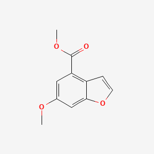 Chemical structure of 4-Benzofurancarboxylic acid, 6-methoxy-, methyl ester