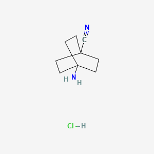 Chemical structure of 4-Aminobicyclo[2.2.2]octane-1-carbonitrile hydrochloride