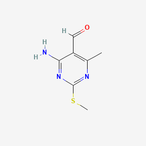 Chemical structure of 4-Amino-6-methyl-2-(methylthio)pyrimidine-5-carbaldehyde
