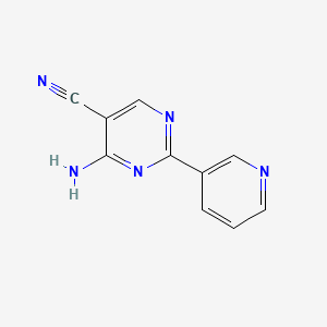 Chemical structure of 4-Amino-5-cyano-2-(pyridin-3-yl)pyrimidine
