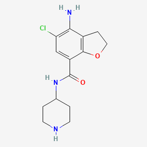 Chemical structure of 4-Amino-5-chloro-N-(piperidin-4-yl)-2,3-dihydrobenzofuran-7-carboxamide