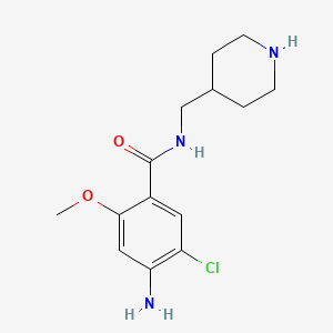 Chemical structure of 4-Amino-5-chloro-2-methoxy-N-(piperidin-4-ylmethyl)benzamide