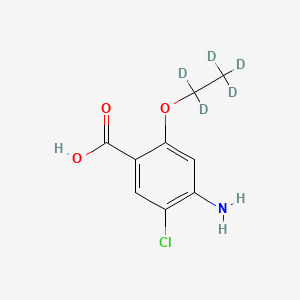 Chemical structure of 4-Amino-5-chloro-2-ethoxybenzoic Acid-d5