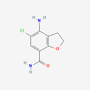 Chemical structure of 4-Amino-5-chloro-2,3-dihydrobenzofuran-7-carboxamide